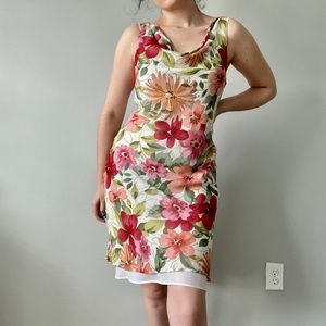 Ann Taylor Silk Floral Cowl Neck Dress
